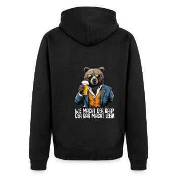 Bär Bier Saufen Junggesellenabschied Bierliebhaber - Unisex Premium Bio Zip Hoodie - Schwarz - Hinten - Nico (187cm)