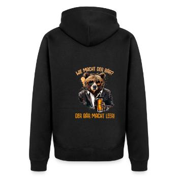 Lustiges Bär Leer Party Alkohol Malle Spruch - Unisex Premium Bio Zip Hoodie - Schwarz - Hinten - Nico (187cm)