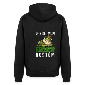 Das ist mein Frosch Kostüm Fasching Karneval - Unisex Premium Bio Zip Hoodie - Schwarz - Hinten - Nico (187cm)