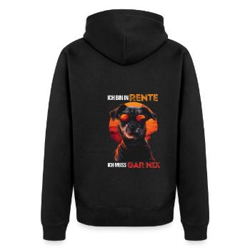 Ich bin in Rente ich muss garnix lustiges Pension - Unisex Premium Bio Zip Hoodie - Schwarz - Hinten - Nico (187cm)