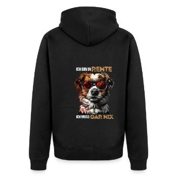 Ich bin in Rente ich muss garnix lustiges Hund Dog - Unisex Premium Bio Zip Hoodie - Schwarz - Hinten - Nico (187cm)