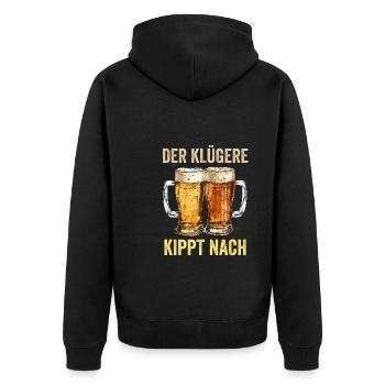 Lustiges Der Klügere Kippt Nach Spruch Mallorca - Unisex Premium Bio Zip Hoodie - Schwarz - Hinten - Nico (187cm)
