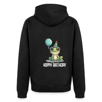 Frosch Happy Birthday Hoppy Birthday Cute Frog - Unisex Premium Bio Zip Hoodie - Schwarz - Hinten - Nico (187cm)