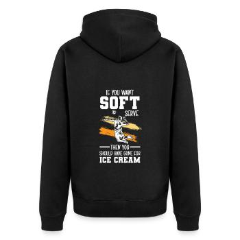 Volleyballer Spielerin Beachball Trainer - Unisex Premium Bio Zip Hoodie - Schwarz - Hinten - Nico (187cm)