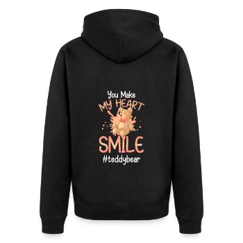 Bär Kindheit Süß Schwanger - Unisex Premium Bio Zip Hoodie - Schwarz - Hinten - Nico (187cm)