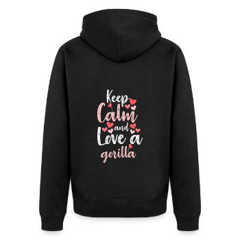 Strength Training Zoo - Unisex Premium Organic Zip Hoodie - black - Back - Nico (187cm)