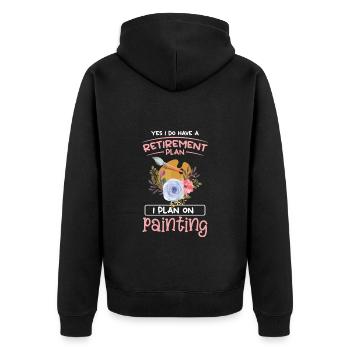 Farben Pinsel Lackiererin Farbroller - Unisex Premium Bio Zip Hoodie - Schwarz - Hinten - Nico (187cm)