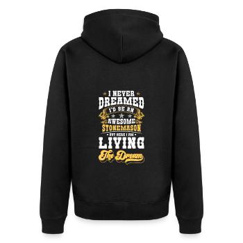 Steinmetz Beruf Steinbildhauer - Unisex Premium Bio Zip Hoodie - Schwarz - Hinten - Nico (187cm)