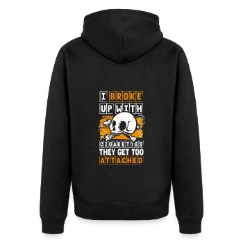 Zigarette Rauchen Nicht Rauchen Gesundheit - Unisex Premium Bio Zip Hoodie - Schwarz - Hinten - Nico (187cm)