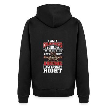 Designerin Gestalter Zeichnung - Unisex Premium Bio Zip Hoodie - Schwarz - Hinten - Nico (187cm)