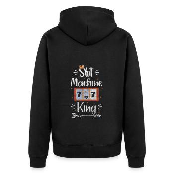 Glücksspiel Glück Glücksschiene Poker - Unisex Premium Bio Zip Hoodie - Schwarz - Hinten - Nico (187cm)