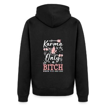 Karma Meditation Sarcasm Life - Unisex Premium Organic Zip Hoodie - black - Back - Nico (187cm)