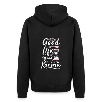 Spirituell Einstellung Motivation - Unisex Premium Bio Zip Hoodie - Schwarz - Hinten - Nico (187cm)
