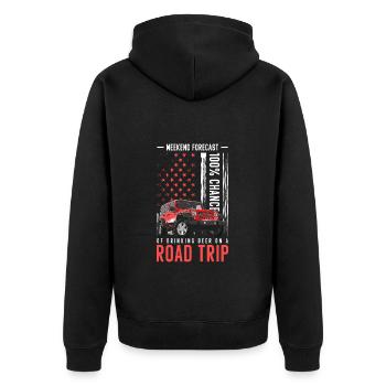 Roadtrip Camping Neue Welt Auto - Unisex Premium Bio Zip Hoodie - Schwarz - Hinten - Nico (187cm)