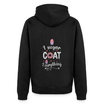 Bäckerei Lecker - Unisex Premium Bio Zip Hoodie - Schwarz - Hinten - Nico (187cm)