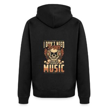 Music, Passion, Love, Record - Unisex Premium Organic Zip Hoodie - black - Back - Nico (187cm)