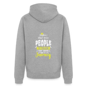 kollege erfolg - Unisex Premium Bio Zip Hoodie - Grau meliert - Hinten - Nico (187cm)