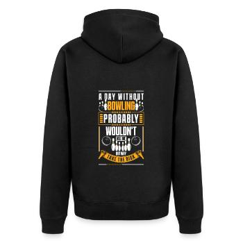 Bowling Sport Professional - Unisex Premium Organic Zip Hoodie - black - Back - Nico (187cm)