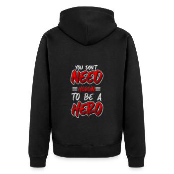 Drogen Abhängig Motivation Joint - Unisex Premium Bio Zip Hoodie - Schwarz - Hinten - Nico (187cm)