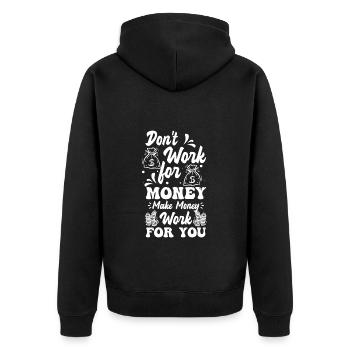 Reich Millionär Geschenk - Unisex Premium Bio Zip Hoodie - Schwarz - Hinten - Nico (187cm)