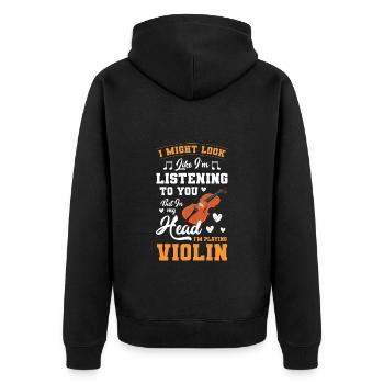 Violine Instrument Klassik Streichinstrument - Unisex Premium Bio Zip Hoodie - Schwarz - Hinten - Nico (187cm)