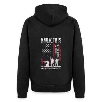 Krieg Flagge Freiheit Amerika - Unisex Premium Bio Zip Hoodie - Schwarz - Hinten - Nico (187cm)