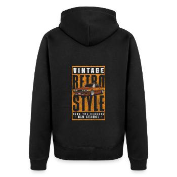 Auto Retro Motorsport Limited Edition - Unisex Premium Bio Zip Hoodie - Schwarz - Hinten - Nico (187cm)