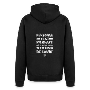 Personne n'est parfait mais en tant que bûcheron - Veste à capuche bio Premium Unisexe - noir - Dos - Nico (187cm)