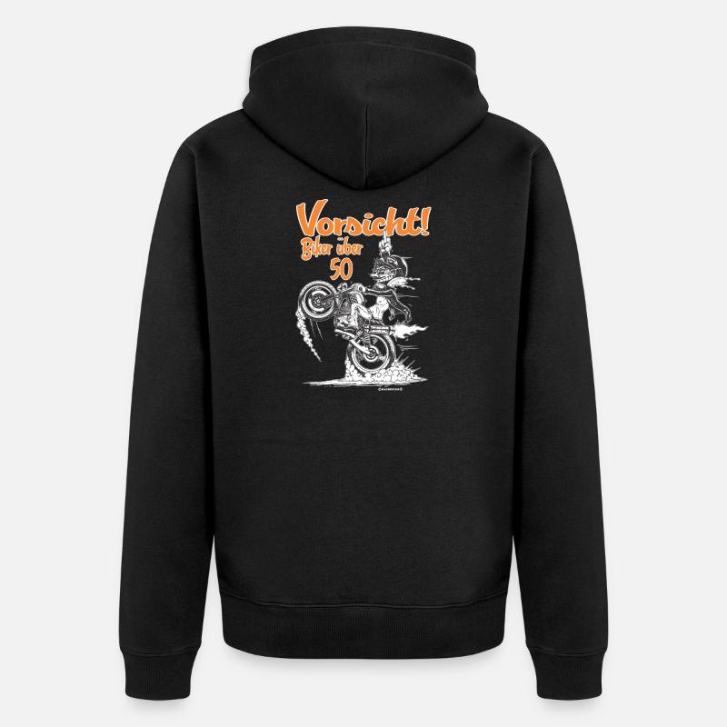 Bikerdesign Biker über 50 - Unisex Premium Bio Zip Hoodie - Schwarz