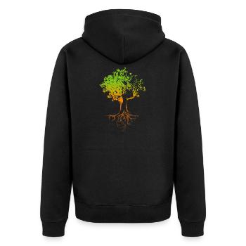 Baum Herbst Farben bunt Illustration Wald Natur - Unisex Premium Bio Zip Hoodie - Schwarz - Hinten - Nico (187cm)