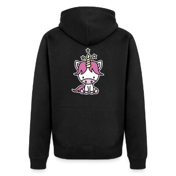 Cute unicorn for kids - Unisex Premium Bio Zip Hoodie - Schwarz - Hinten - Nico (187cm)
