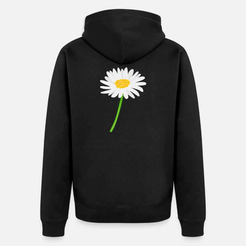 Marguerite fleur avec tige - Veste à capuche bio Premium Unisexe - noir