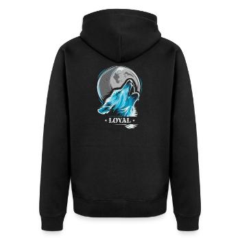 Loup loyal Moon Tee Shirt Wolves Moon Bleu - Veste à capuche bio Premium Unisexe - noir - Dos - Nico (187cm)