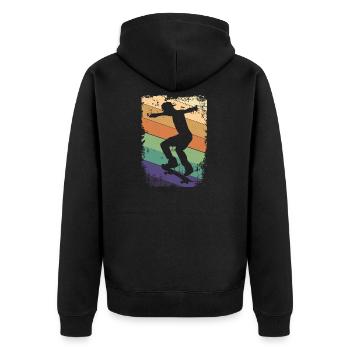 Skater Skateboard - Unisex Premium Bio Zip Hoodie - Schwarz - Hinten - Nico (187cm)