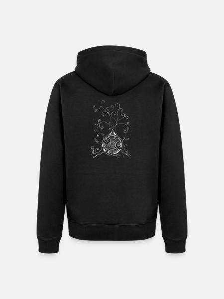 Verspielter Schneebaum in Schwarz-Weiß mit Mandala - Unisex Premium Bio Zip Hoodie - Schwarz