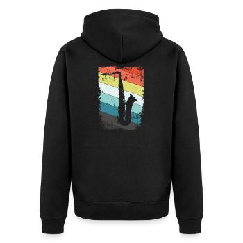 Saxophone saxophone - Unisex Premium Organic Zip Hoodie - black - Back - Nico (187cm)