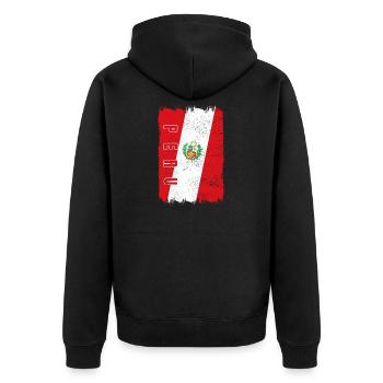 Peru Flag - Unisex Premium Organic Zip Hoodie - black - Back - Nico (187cm)