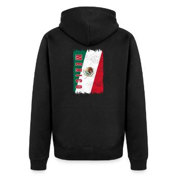Mexiko Flagge - Unisex Premium Bio Zip Hoodie - Schwarz - Hinten - Nico (187cm)