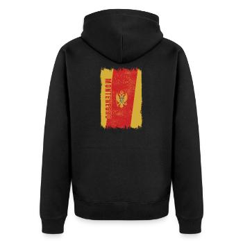 Montenegro Flagge - Unisex Premium Bio Zip Hoodie - Schwarz - Hinten - Nico (187cm)