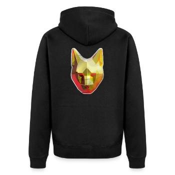 Cat Polygon in Gold - Unisex Premium Organic Zip Hoodie - black - Back - Nico (187cm)