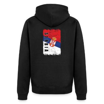 Drapeau serbe vintage - Veste à capuche bio Premium Unisexe - noir - Dos - Nico (187cm)