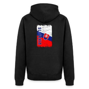 Slowakei Vintage Flagge - Unisex Premium Bio Zip Hoodie - Schwarz - Hinten - Nico (187cm)