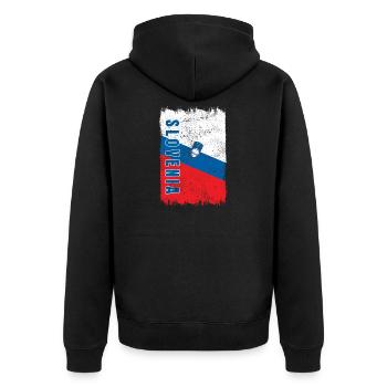 Slowenien Vintage Flagge - Unisex Premium Bio Zip Hoodie - Schwarz - Hinten - Nico (187cm)