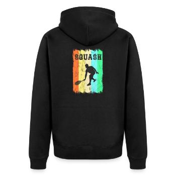Squash Sport Design - Unisex Premium Bio Zip Hoodie - Schwarz - Hinten - Nico (187cm)