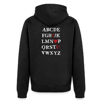 ABC I love you - Unisex Premium Organic Zip Hoodie - black - Back - Nico (187cm)