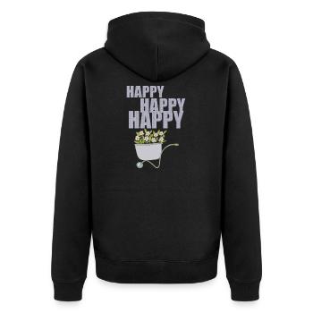 WHEELBARROWS HAPPY - Unisex Premium Organic Zip Hoodie - black - Back - Nico (187cm)