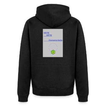 Diamantenkette Geometrisch - Unisex Premium Bio Zip Hoodie - Schwarz - Hinten - Nico (187cm)