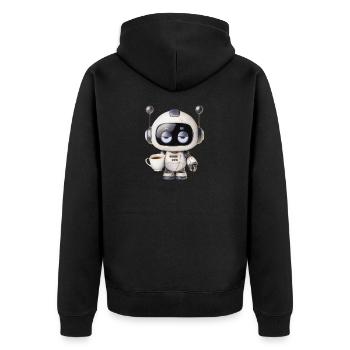 Robot Coffee - Unisex Premium Organic Zip Hoodie - black - Back - Nico (187cm)