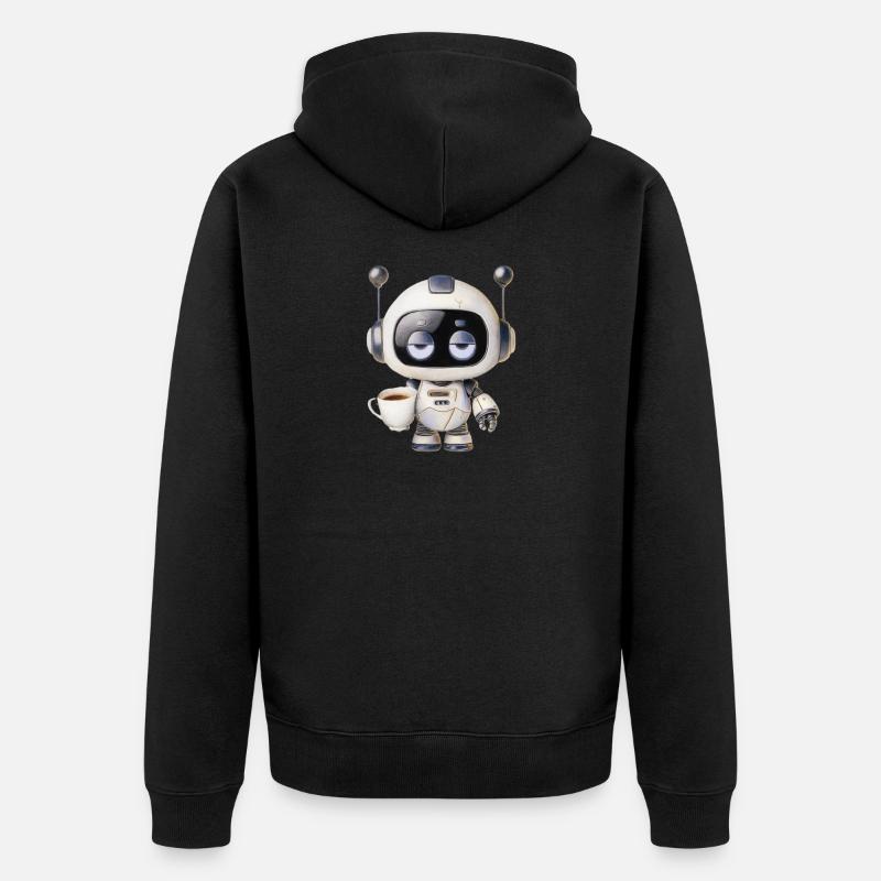 Roboter Kaffee - Unisex Premium Bio Zip Hoodie - Schwarz