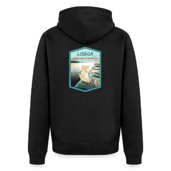 Monument to the Discoveries, Belém, Lisbon - Unisex Premium Organic Zip Hoodie - black - Back - Nico (187cm)